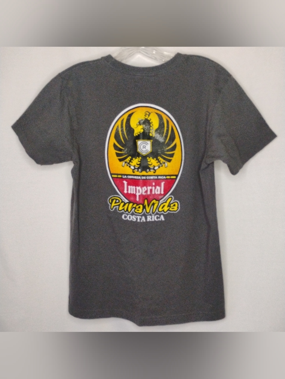 Vintage Men's Small Imperial Pura Vida Costa Rica Gray Beer Tee Short Sleeve